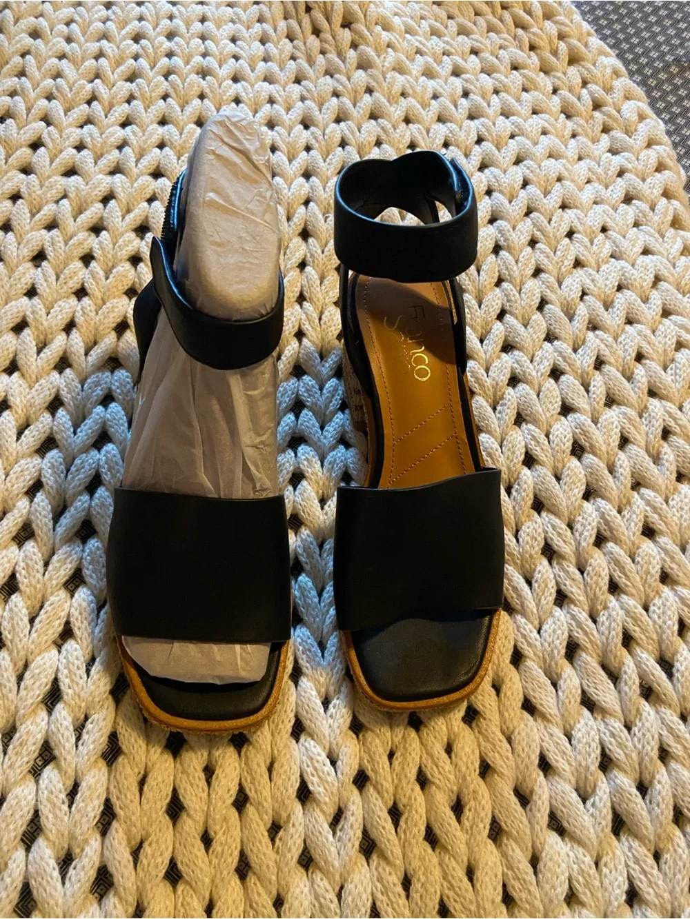 Black Leather Ankle-Strap Sandals